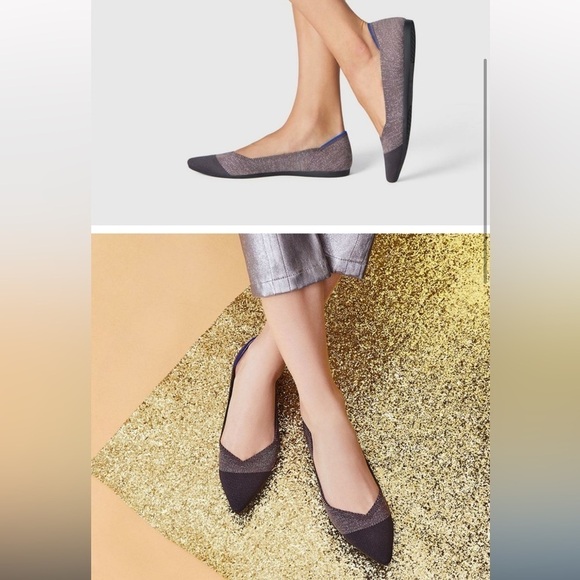 Rothy's Twilight Metallic The Point Captoe Flats Shoes Sz 10 UNICORN RARE - Picture 2 of 5